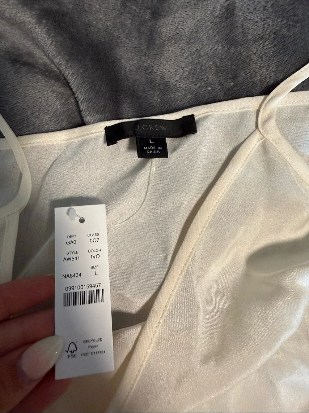 J. Crew Ivory Silk-Feel Spaghetti-Strap Cami